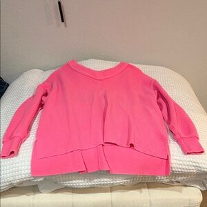 aerie Hot Pink Waffle-Knit Scoop Neck Sweater